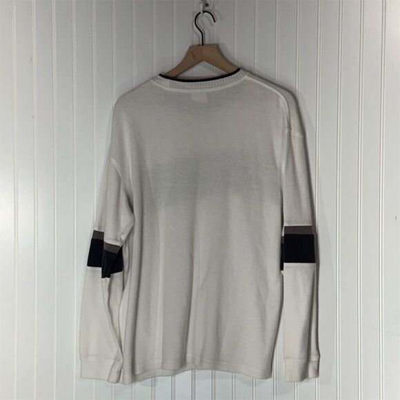 Xtreme Gear Crewneck Sweater White Black Brown Stripe Knit Pullover Retro XL - Picture 3 of 7